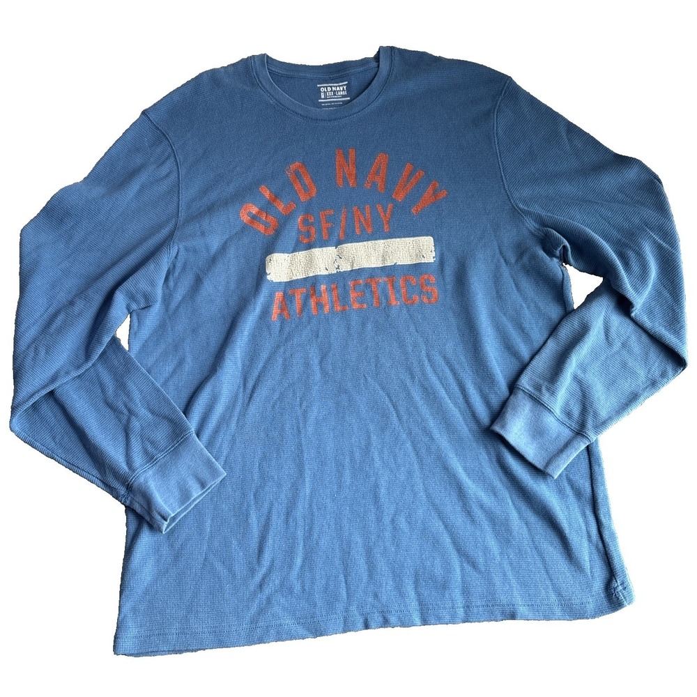 Old Navy Mens Blue Long Sleeve Thermal Athletic‎ T Shirt Top Size 3XL
